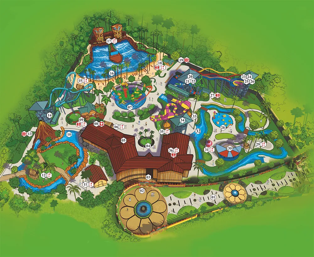 Complete top view of water park Wet'nJoy lonavala with all rides details mentioned in number Wet'nJoy Lonavala at water park
