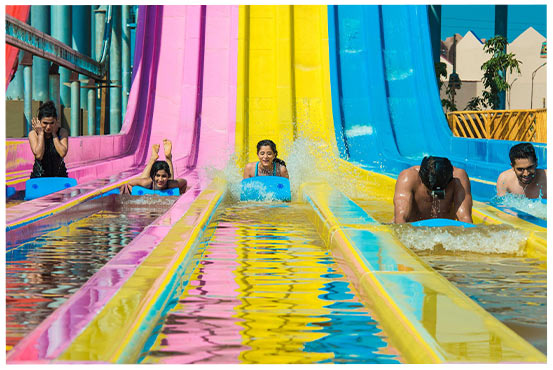 Enjoying free fall rides in water park at Wet'nJoy Lonavala