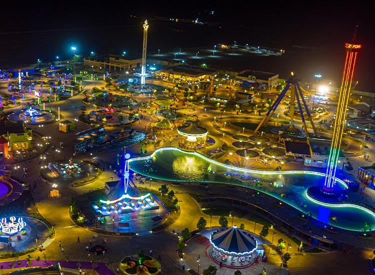 Top view of Amusement Park at Night