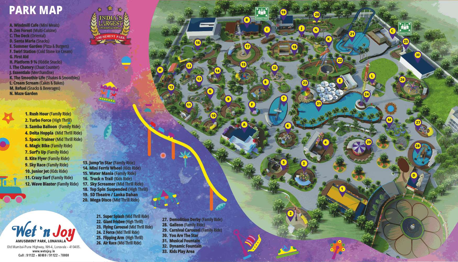 Amusement Park map at Wet'nJoy Lonavala