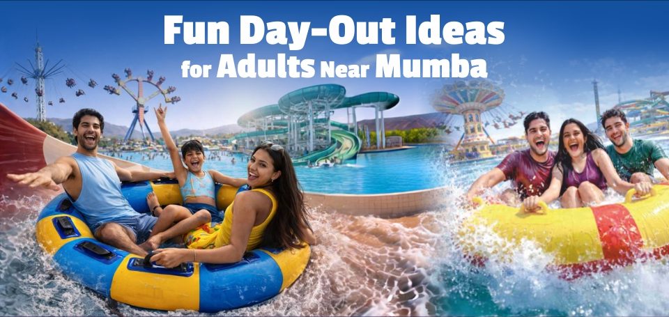 Adults enjoying water rides and tubing at a water park in Lonavala, representing fun day-out ideas for adults near Mumbai at Wet’nJoy Lonavala.