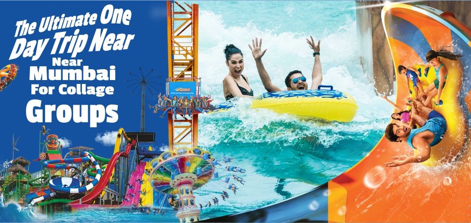 College friends enjoying water slides and wave pool at Wet’nJoy Lonavala, a popular one-day trip near Mumbai for fun group outings.