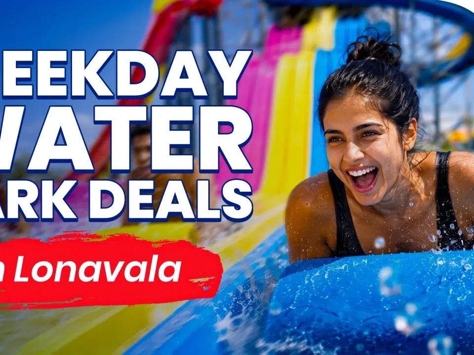 Young woman enjoying a mat racer water slide at Wet’nJoy Water Park Lonavala. Highlight for the best weekday water park deals near Mumbai and Pune.