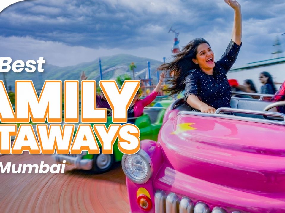 Family enjoying an amusement ride at Wet'nJoy Lonavala, one of the best places for family entertainment near Mumbai during the monsoon.