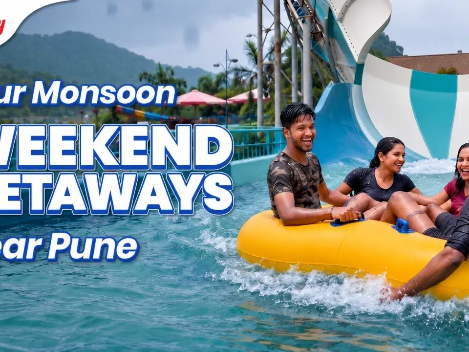 Friends enjoying a tube ride at Wet'nJoy Lonavala, one of the best places to visit in monsoon near Pune for a weekend getaway.