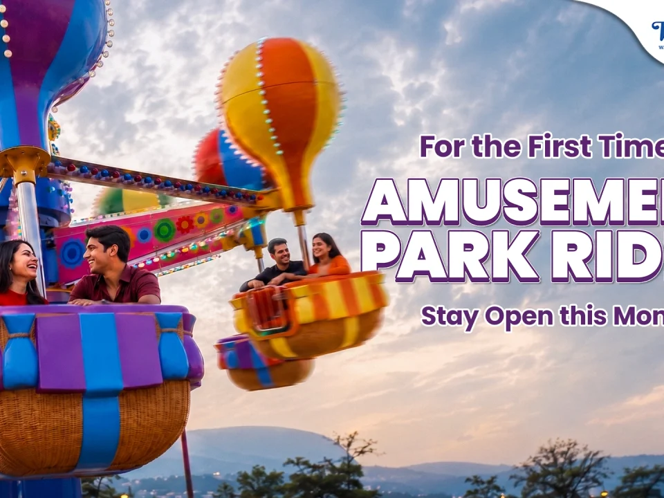 Visitors enjoying an amusement park ride at Wet'nJoy Lonavala, now open during the monsoon for double the fun with water and amusement rides.