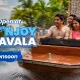 Visitors enjoying the Super Splash amusement ride at Wet'nJoy Lonavala during the monsoon with water rides and family attractions.